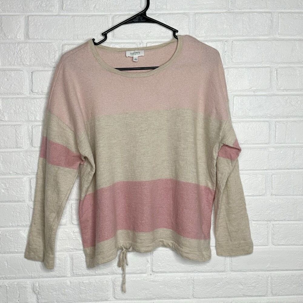 Haven Well Within by Talbots Cashmere‎ Pink Striped Cropped Sweater size XL